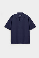 Oversized Ottoman Knitted Polo - Resolution Blue
